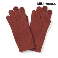 【MUJI 無印良品】美麗諾羊毛混內起毛觸控手套 FREE 磚紅