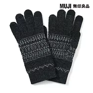 【MUJI 無印良品】美麗諾羊毛混內起毛觸控手套(紋樣) FREE 墨灰