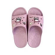 【Kusuguru Japan】日本眼鏡貓 洞洞鞋 輕量防水雲朵厚底拖鞋 附鞋扣 - 鬥牛犬款 -粉色L號