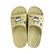 【Kusuguru Japan】日本眼鏡貓 洞洞鞋 輕量防水雲朵厚底拖鞋 附鞋扣-折耳貓款 -黃色L號