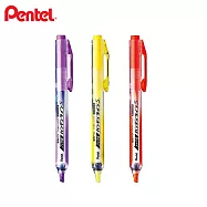 (3支1包)PENTEL 按壓式自動螢光筆 橘+黃+紫