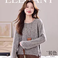 【初色】日式純色花紗圓領流蘇下擺毛衣針織衫上衣女上衣-共2色-16240(F可選) F 灰色