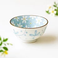 【日本野田】美濃燒|Cosmos小花 陶瓷餐碗13cm ‧ 藍