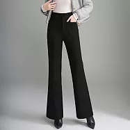 【MsMore】 羊毛感呢垂感直筒微喇褲長褲# 126495 3XL 黑色