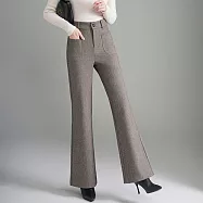 【MsMore】 羊毛感呢垂感直筒微喇褲長褲# 126495 3XL 卡其色