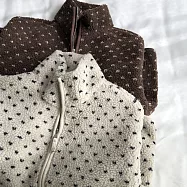 【ACheter】 波點羊羔絨加厚外套立領拉鍊保暖衣# 126551 2XL 米白色