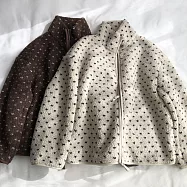 【ACheter】 波點羊羔絨加厚外套立領拉鍊保暖衣# 126551 XL 咖色