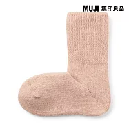 【MUJI 無印良品】女足口柔軟羊毛混室內直角襪23-25cm 粉紅