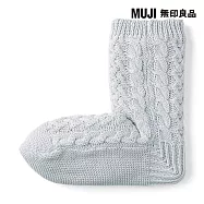 【MUJI 無印良品】女再生聚酯纖維?裏絨毛室內直角襪23-25cm 淺藍
