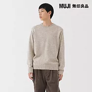 【MUJI 無印良品】男羊毛可水洗中密織圓領針織衫 XL 粉米