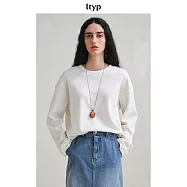 ltyp旅途原品 羊毛亮絲T恤 2025秋季新款寬鬆圓領長袖打底上衣女 M L M 珍珠白