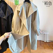 【初色】英倫風純色西裝領寬鬆單排釦中長款長袖風衣外套女外套-共2色-16468(M-2XL可選) M 卡其色