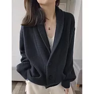 【MsMore】 時尚V翻領寬鬆毛衣外套上衣# 126409 FREE 灰色