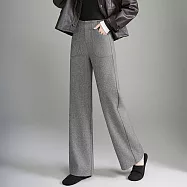 【MsMore】 羊絨感毛呢高腰寬鬆百搭氣質時尚窄版直筒長褲# 126482 3XL 灰色