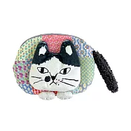 【Kusuguru Japan】日本眼鏡貓 零錢包 立體貓尾巴小碎花格子小物收納包 Matilda-san -黑色