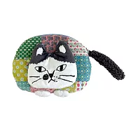 【Kusuguru Japan】日本眼鏡貓 零錢包 立體貓尾巴小碎花格子小物收納包 Matilda-san -咖啡色