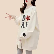 【MsMore】 貝貝絨加绒加厚假兩件半高領T寬鬆中長上衣# 126724 L 杏色