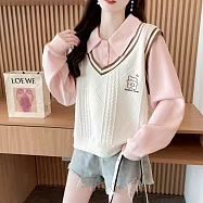 【MsMore】 緹花假2件加絨加厚長袖T上衣# 126726 XL 玫紅色