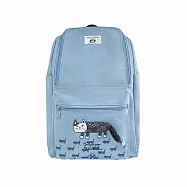 【Kusuguru Japan】後背包 雙肩包 日本眼鏡貓 大容量前開口背包 Matilda-san款 -藍色