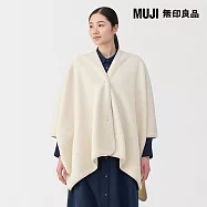 【MUJI 無印良品】再生聚酯纖維舒適絨毛披肩 象牙白