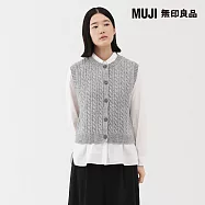【MUJI 無印良品】女安地斯羊毛背心 XL 灰色
