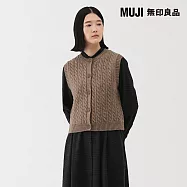 【MUJI 無印良品】女安地斯羊毛背心 S 棕色