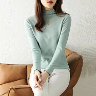 【MsMore】 德絨荷葉邊半高領長袖內搭上衣# 126624 XL 綠色