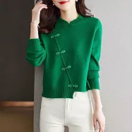 【MsMore】 中式國風大碼加厚針織毛衣不規則上衣# 126650 FREE 綠色
