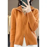 【MsMore】 大碼減齡氣質寬鬆拉鍊羊毛感針織衫外套上衣# 126691 FREE 黃色