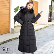 【初色】純色高領長袖格紋保暖羽絨外套連帽女外套-共6色-16593(M-3XL可選) M 黑色