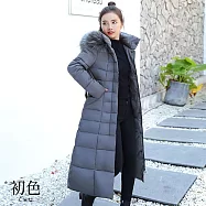 【初色】純色高領長袖格紋保暖羽絨外套連帽女外套-共6色-16593(M-3XL可選) 2XL 灰色