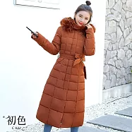 【初色】純色高領長袖格紋保暖羽絨外套連帽女外套-共6色-16593(M-3XL可選) 3XL 焦糖色