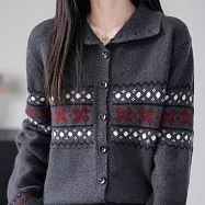 【MsMore】 大碼半高領毛衣針織雪花外套上衣# 126660 FREE 深灰色