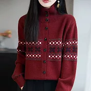 【MsMore】 大碼半高領毛衣針織雪花外套上衣# 126660 FREE 紅色