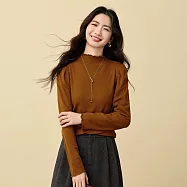 【MsMore】 仿羊絨內搭T恤保暖半高領上衣# 126737 XL 橘色