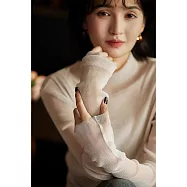 【MsMore】 星光華爾茲閃耀朦朧透視感褶皺收腰高領內搭上衣# 126759 L 米白色