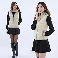 【遊遍天下】男女款可拆帽防潑水防風保暖90%羽絨背心 (GV22017) L 米白