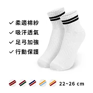 MORINO 摩力諾 柔適棉足保護運動襪-短襪 台灣製 白底-條紋隨機 白色條紋隨機