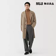 【MUJI 無印良品】男羊毛混雙面織西裝式大衣 L 摩卡棕