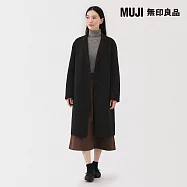 【MUJI 無印良品】女羊毛混雙面織西裝式大衣 S 黑色