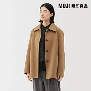 【MUJI 無印良品】女羊毛混雙面織短大衣 M 駝色