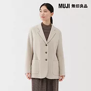 【MUJI 無印良品】女再生羊毛混粗花呢外套 S 米黃
