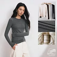 【BODYAIR嚴選】輕膚山羊絨莫代爾貼身上衣(蓄熱.長袖.內搭.T恤.保暖.CASUAL) L 灰