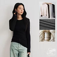 【BODYAIR嚴選】輕膚山羊絨莫代爾貼身上衣(蓄熱.長袖.內搭.T恤.保暖.CASUAL) M 黑