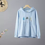 【ACheter】 時尚可愛熊刺繡連帽寬鬆上衣# 126790 M 藍色