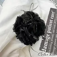 【卡樂熊】韓系羽毛花朵造型鯊魚夾/抓夾- 黑色