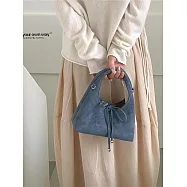 O-ni O-ni全新品精選優質皮革麂皮蝴蝶結設計時尚別緻餃子款托特包(品質保證)(bag-6162) 藍色