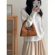 O-ni O-ni全新品精選優質皮革麂皮蝴蝶結設計時尚別緻餃子款托特包(品質保證)(bag-6162) 棕色