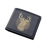 【HandStyle】男短夾 經典黑皮財鹿圖騰吉祥招財男士短夾(306)_20045 _金色鹿頭