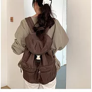 O-ni O-ni全新品精選優質防水牛津布包大容量設計師款拉繩皺褶翻蓋輕量後背包(品質保證)(bag-6165) 咖啡色